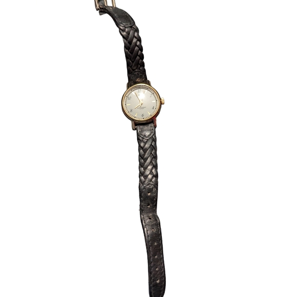 Acqua lady's watch brown leather band gold toned case white dial - Picture 2 of 8